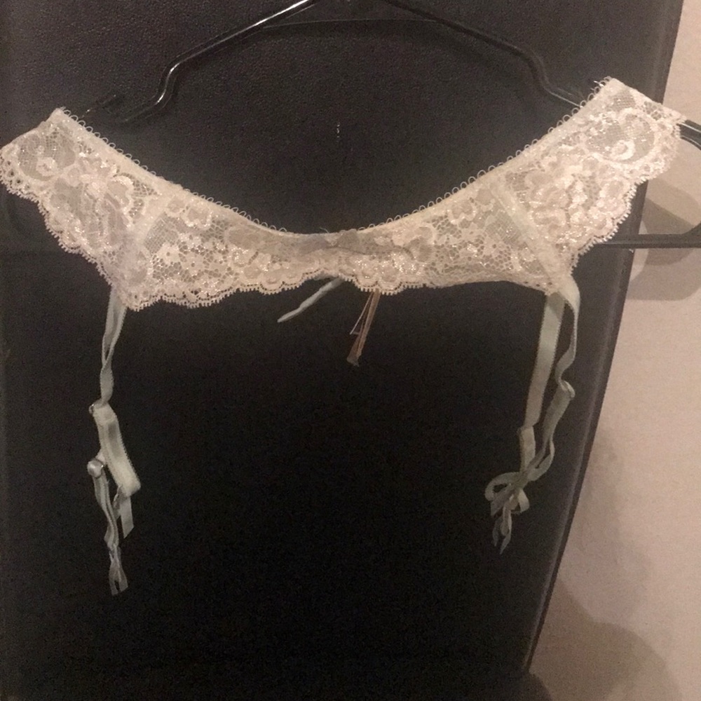 Light blue and silver garter belt